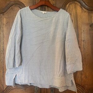 Ann Mashburn Blue and Green Checkered Blouse